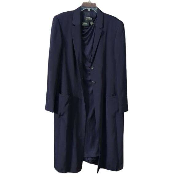 Dana Buchman 100% Silk Long Blazer Duster Jacket Dress Set Christmas Holiday L‎